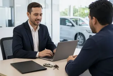 Profissional gerenciando o licenciamento de carro em um escritório de despachante.