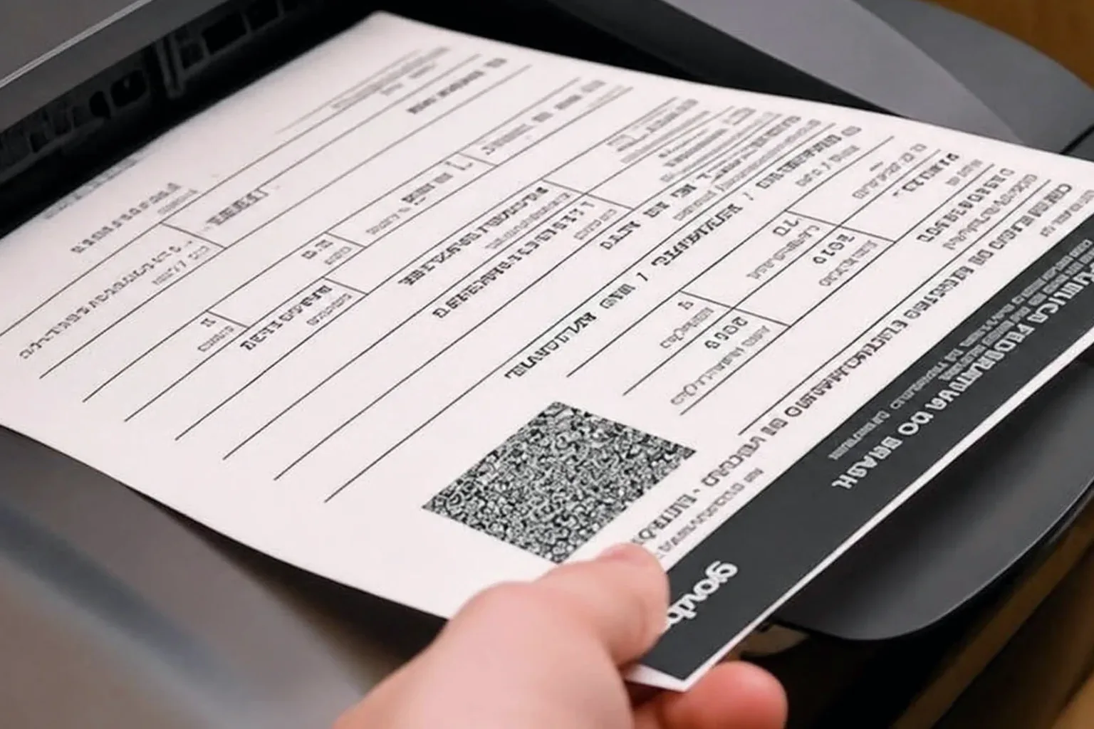 Profissional imprimindo CRLV-e em um escritório de despachante.